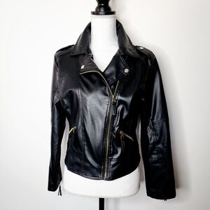 Vegan leather black moto jacket